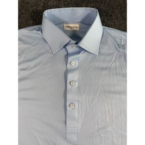 Collars & Co Polo Mens‎ Small Light Blue Short Sleeve Shirt Stretch Golf Preppy